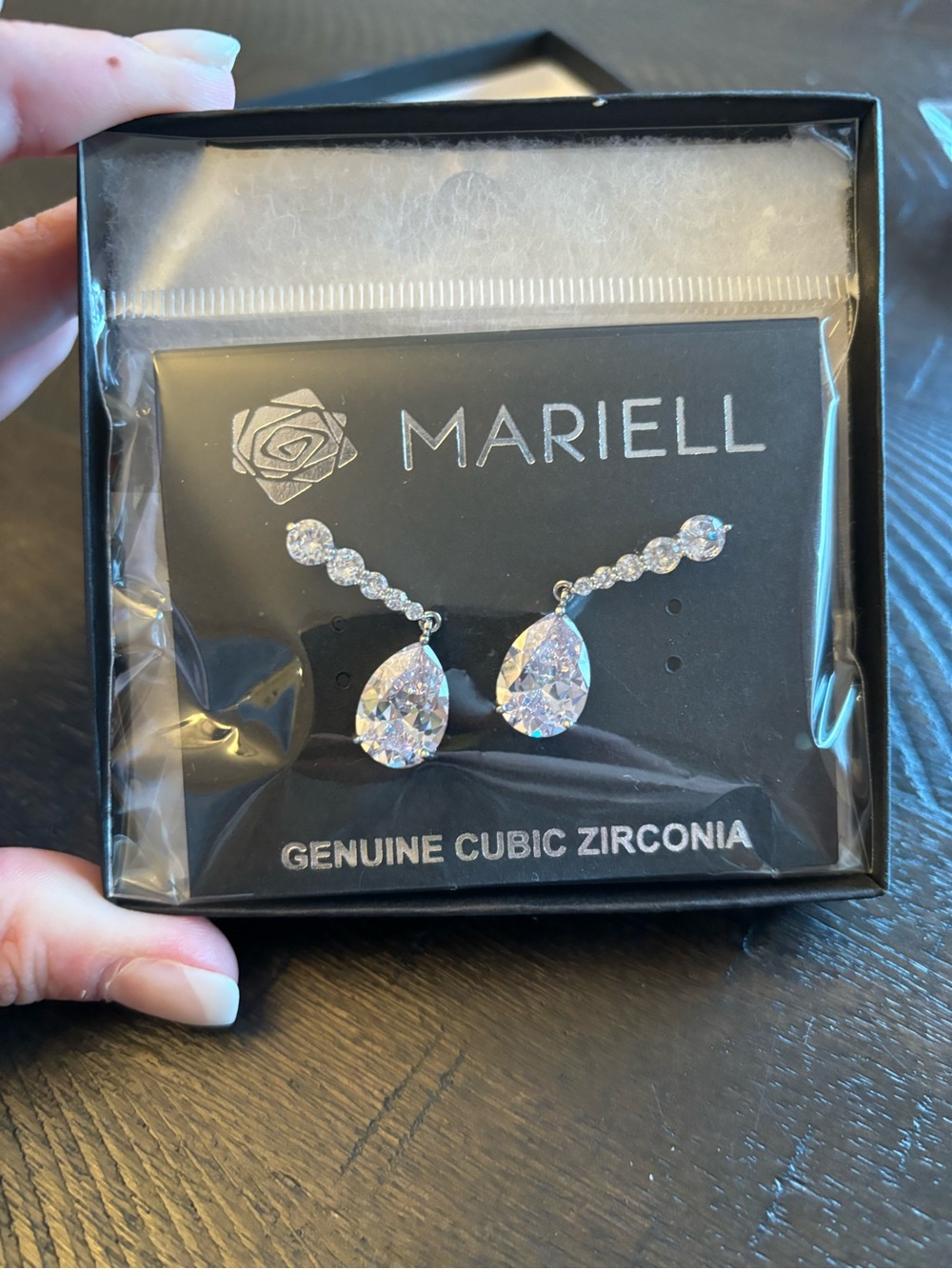 Mariell Silver Teardrop Cubic Zirconia Drop Earrings - Clear